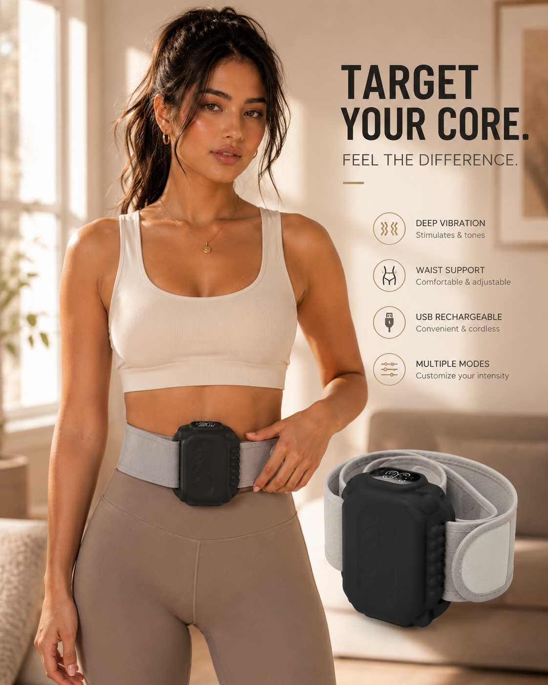 Curate™ Relief Belt | Portable Fascia & Deep Tissue Massage Belt for Back, Waist & Muscle Recovery