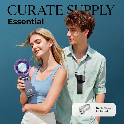 Curate rechargeable handheld turbo fan with ice cooling technology